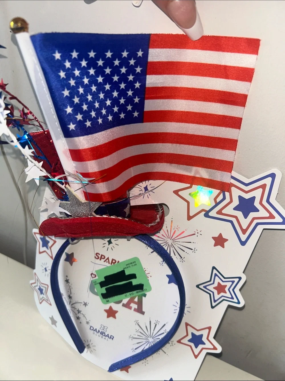 Patriotic Red, White & Blue Party Unisex Headband with Flag NWT